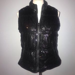 Black sequin puffy vest